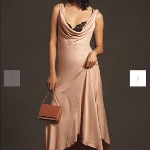 Anthropologie Pink Chemise Satin Slip Dress